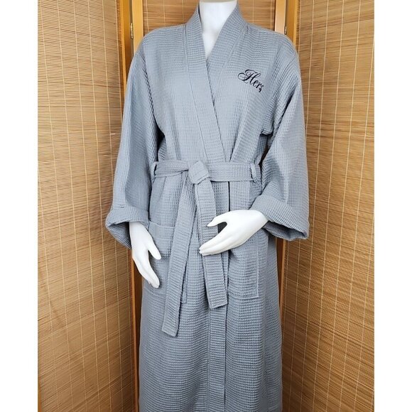 Hotel Spa Robe Waffle Weave HERS Egyptian Cotton Luxor Las Vegas Full Length OS - Picture 2 of 10
